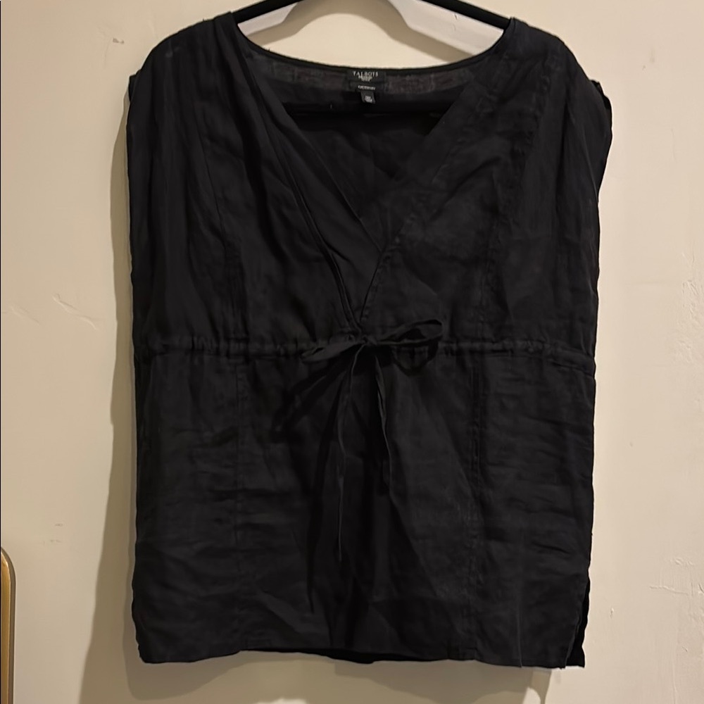 Talbot petite Black Women's Linen Top 12P